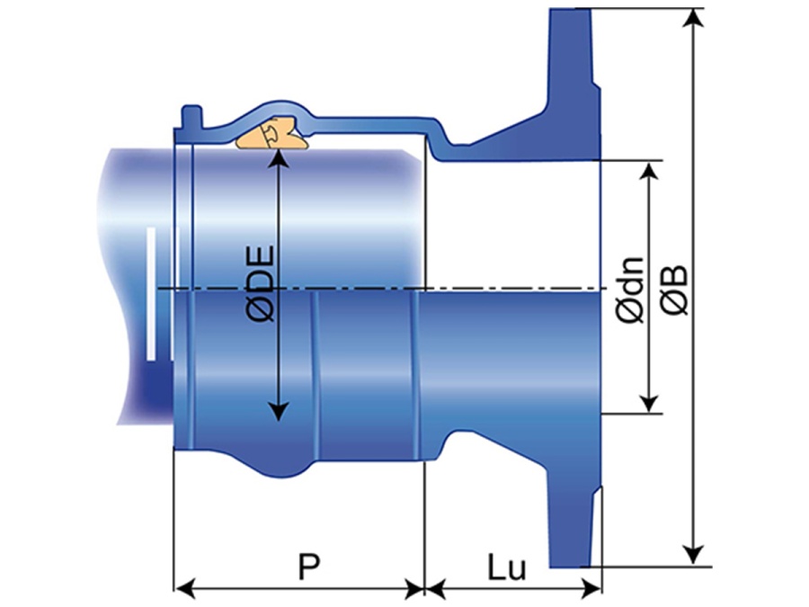 Tvarovka přírubová s hrdlem PAM Blutop