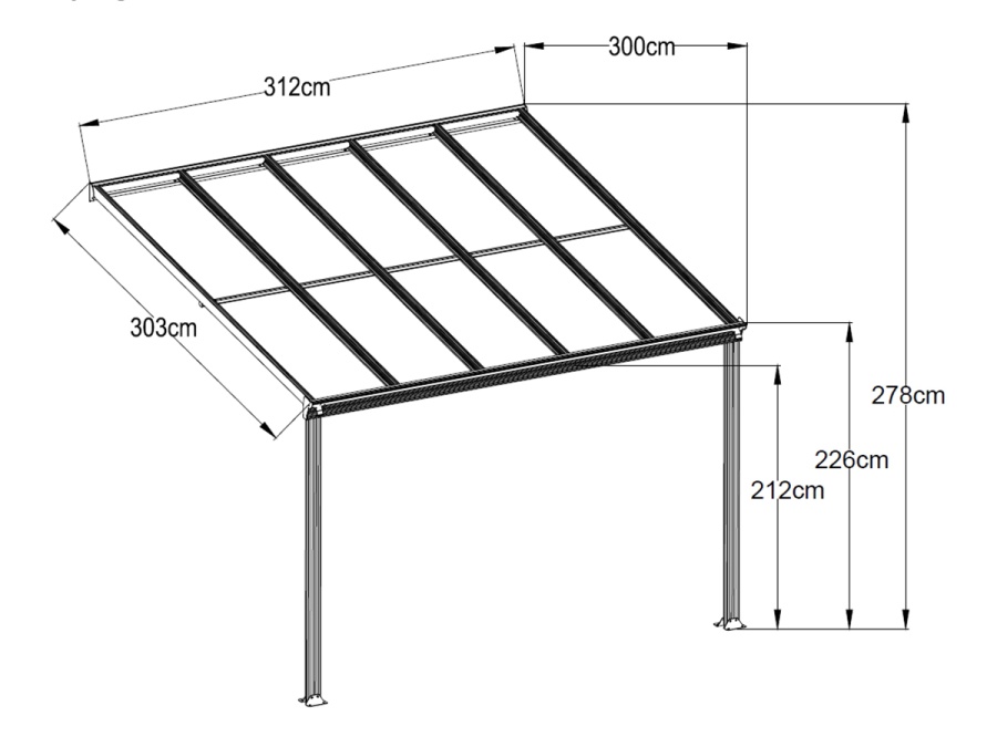 Hliníková pergola + číry PC Lanit Plast Wall