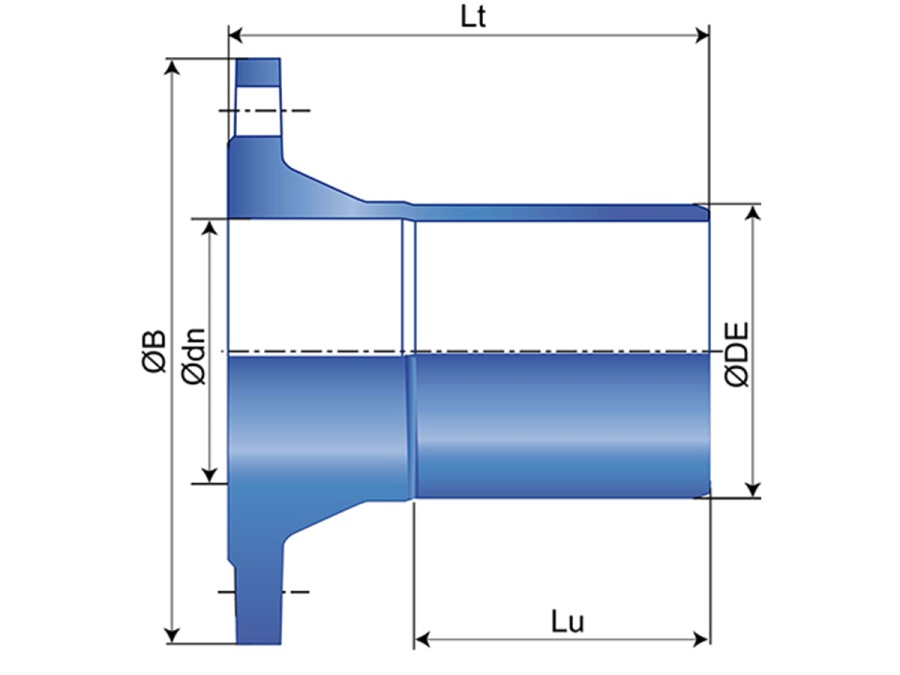 Tvarovka přírubová s hladkým koncem PAM Blutop