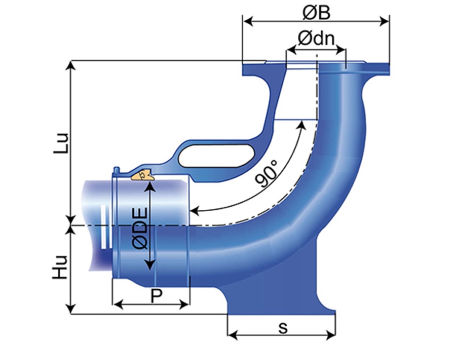 Pätkové koleno prírubové s hrdlom PAM Blutop
