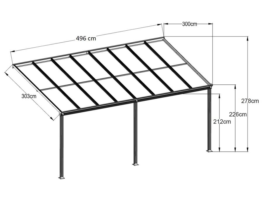Hliníková pergola + číry PC Lanit Plast Wall