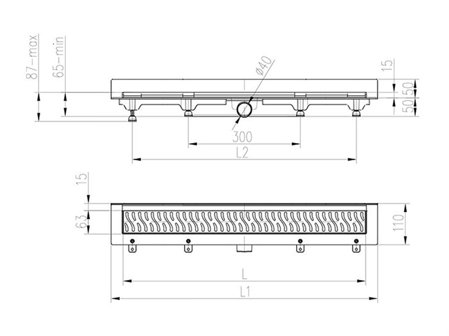 Žlab Chuděj LZB 40 (ke stěně)