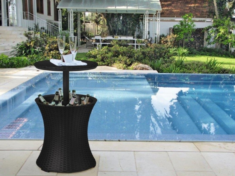 Záhradný stôl grafitový Keter Stůl Cool Bar Rattan