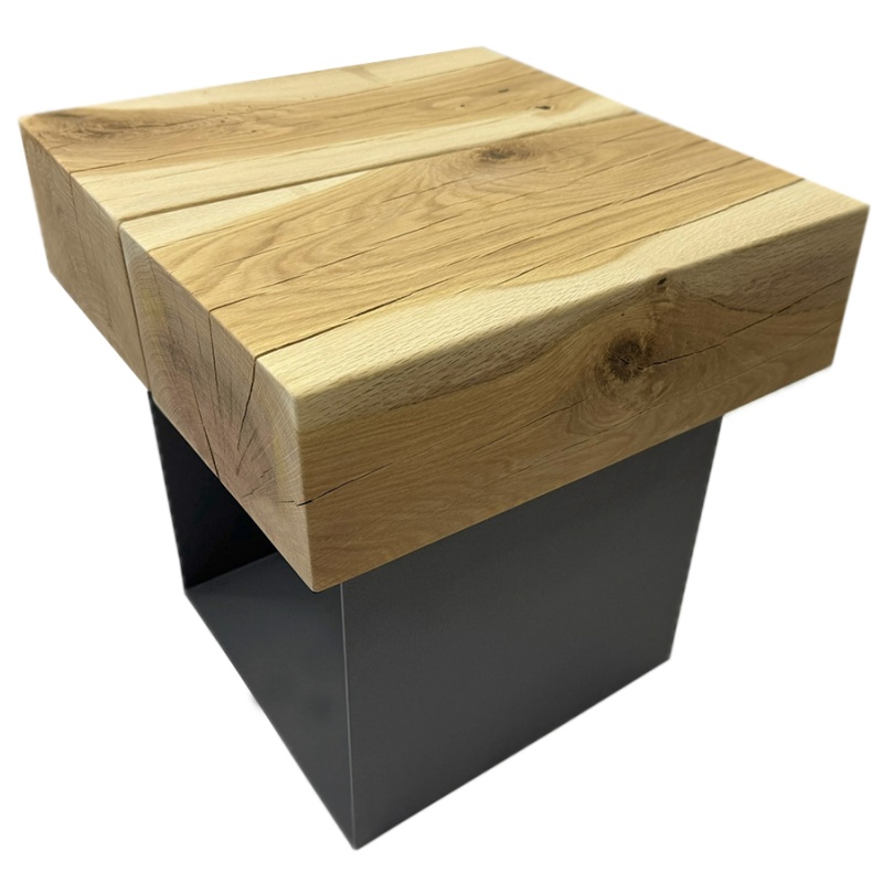 Bohemit stolek Mr. Allen 50 x 50 cm antracit / dub tl. desky 10 cm