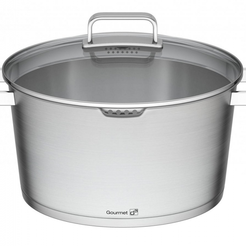 G21 Hrnec  Gourmet Magic s cedníkem 28 cm s poklicí nerez