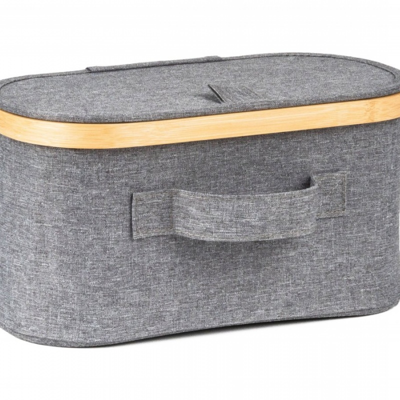 G21 Úložný box  30 x 15 x 15 cm, bambusový s víkem, šedý