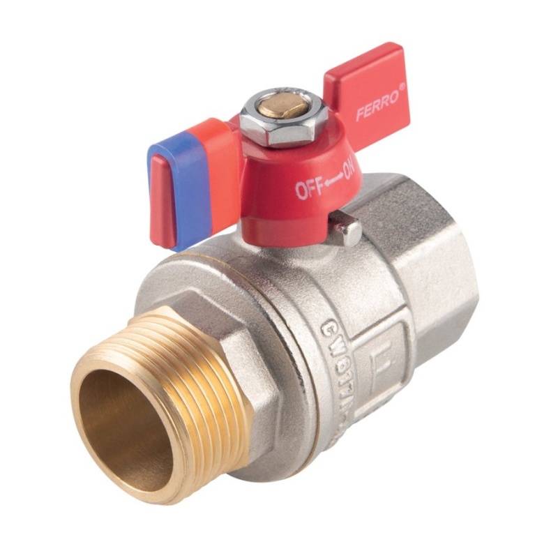 Novaservis Kulový kohout MF 1", přímý, motýl, voda, KFPM31
