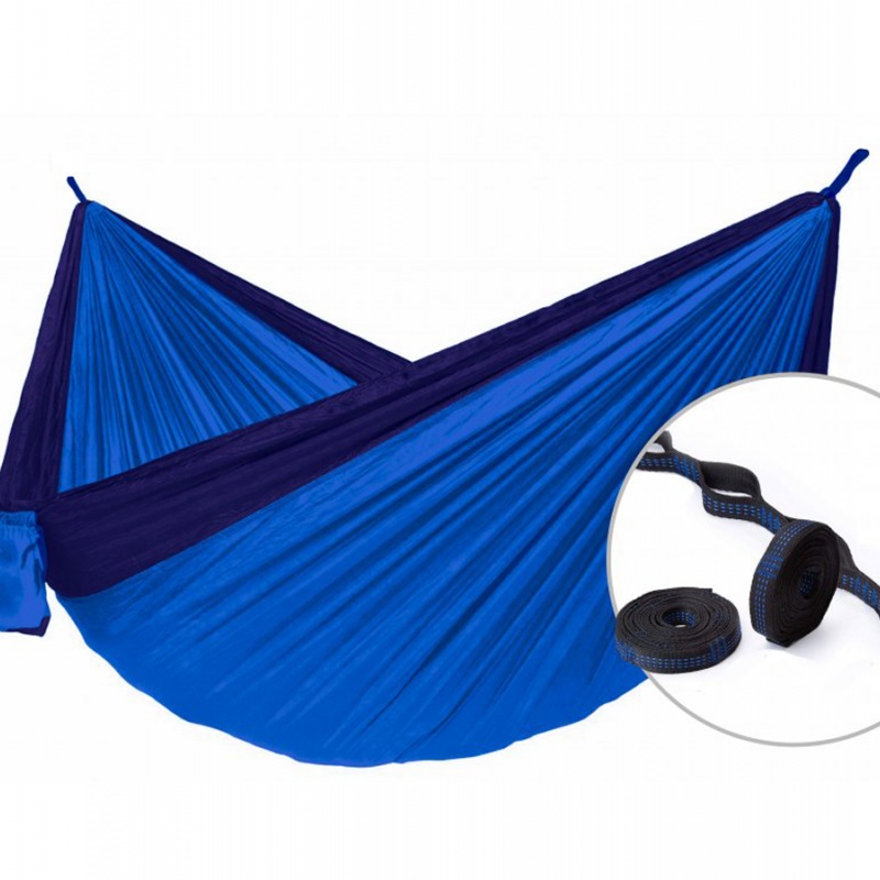 Hamaka Houpací síť pro jednoho Camping + Slap strap (modrý SET)