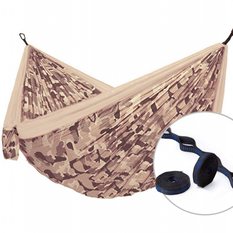 Hamaka Houpací síť pro jednoho Camping + Slap strap (camo Sahara SET)